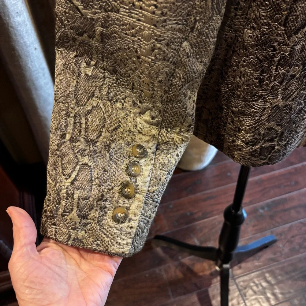 Chico's Cobra Pattern Jacquard Blazer Reptile Print Jacket, Chico’s 2 (Large)